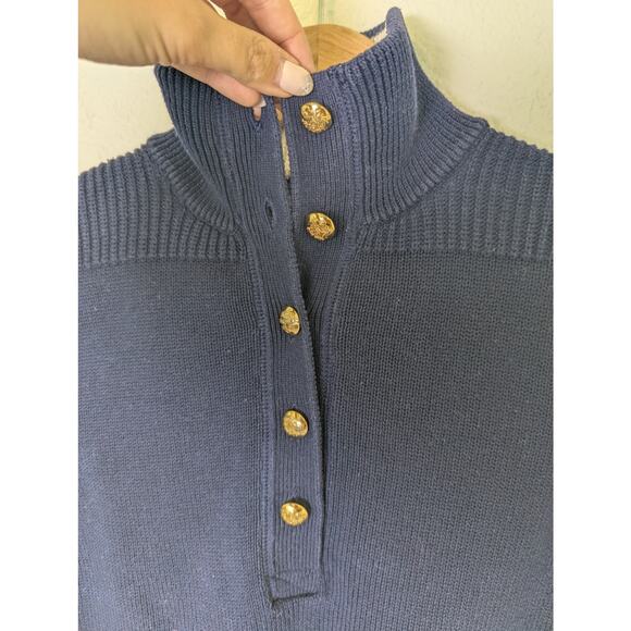 Ralph Lauren Jeans Co Navy Gold Button Collar Logo Sweater Women S Nautical Prep - Picture 6 of 11